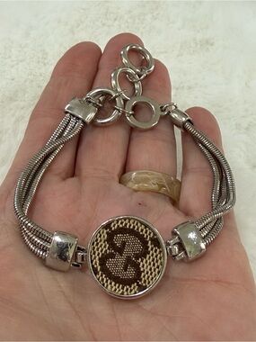 Upcycled Gucci silver tone bracelet toggle closure